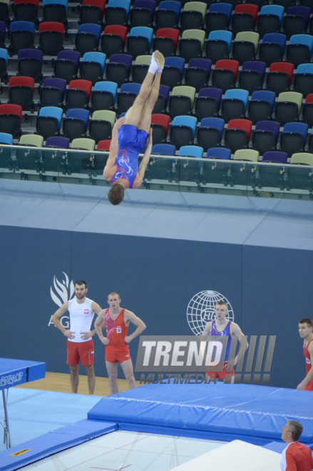 Bakıda batut gimnastikası üzrə Dünya Kubokunda iştirak edəcək idmançıların podium məşqləri. Azərbaycan, 4 mart, 2016